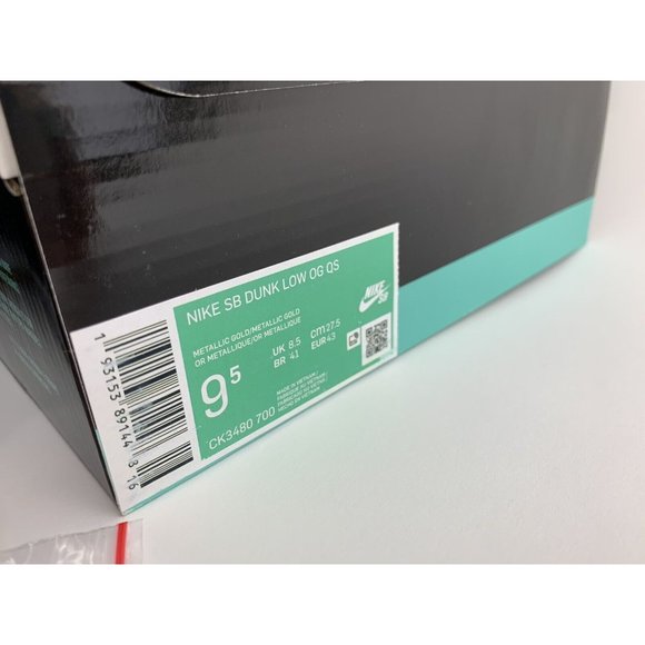 Supreme x Nike SB Dunk Low OG QS Men’s Size 9.5 Navy Gold Jewel - Picture 12 of 12